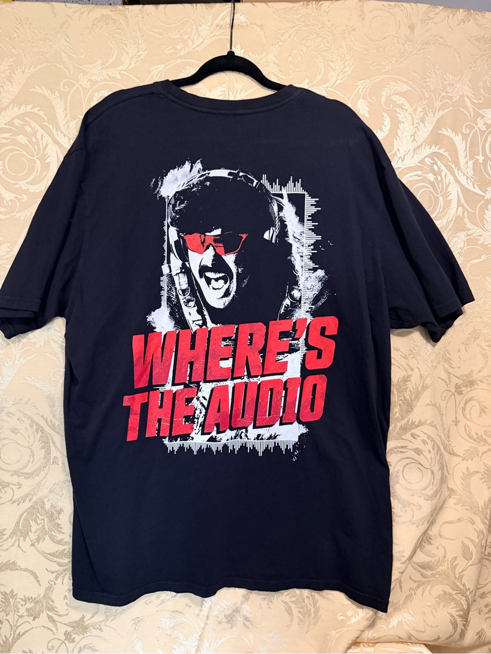 Men's Black Short Sleeve Tee with Red Crest